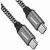 PremiumCord Kabel USB-C M/M, 100W 20V/5A 480Mbps bavlněný oplet, 0,5m (ku31cw05)