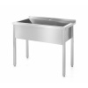 Stůl s jednokomorovou vanou, svařený, 800x600x850 mm | HENDI, 811825 inox