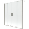 Mexen Velar Duo, 2-krídlová posuvná vaňová zástena 150 x 150 cm, 8mm číre sklo, brúsená oceľ, 896-150-000-02-97
