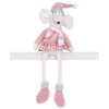 Postavička MagicHome Vianoce, Myš dievčatko s dlhými nohami, ružová, látková, 20x18x69 cm
