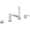 GROHE Plus 4-otvorová páková batéria na okraj vane, s rozetami, vyloženie výtoku 211 mm, Supersteel, 29307DC3