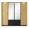 Šatníková skriňa so zrkadlom BALTIC - dub baltic/čierna