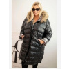 Kesi Dámska bunda Plus Size s kapucňou a kožušinou čierna
