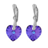 Náušnice Swarovski elements srdce 14,4x14 mm fialové HELIOTROPE