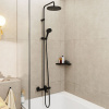 HANSGROHE Vernis Blend Showerpipe nástenný sprchový systém s vaňovým termostatom, horná sprcha 1jet s priemerom 240 mm, ručná sprcha 2jet, matná čierna, 26899670