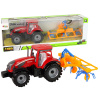 Lean Toys Červený traktor s hrabľami – trecí pohon