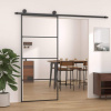 vidaXL Posuvné dvere hliník a sklo ESG 90x205 cm čierne