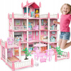 DOMČEK PRE BÁBIKY VILA 4 POSCHODIA S LED OSVETLENÍM, PRÍSLUŠENSTVOM, NÁBYTKOM A FIGÚRKAMI, 61 cm XXL