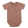 Baby Nellys Dojčenské rebrované body s gombíkmi kr. rukáv, Boy - hnedé, veľ. 68 86 (12-18m)