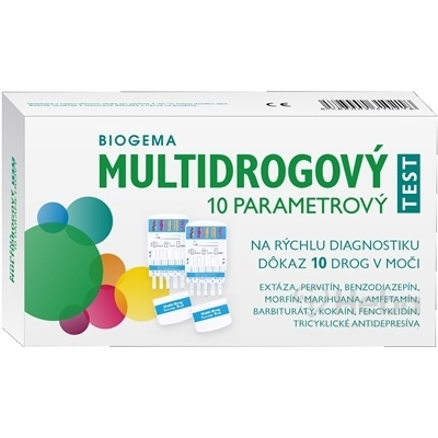 Biogema Multidrogový Test 10 Parametrový na rýchlu diagnostiku 10 drog v moči 1x2 ks
