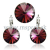 MSPERK Strieborný set náušnice a prívesok Rivoli 12 mm Crystal Amethyst Ag 925/1000
