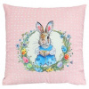 Vankúš s výplňou - zamatový, 45 x 45 cm, zajac a veľkonočný veniec