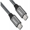 PremiumCord Kabel USB-C M/M, 100W 20V/5A 480Mbps bavlněný oplet, 1,5m (ku31cw15)