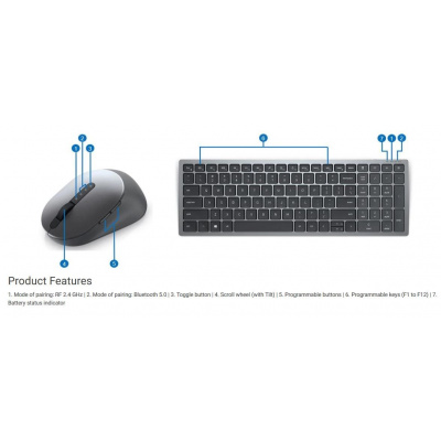 Dell Multi-Device Wireless Keyboard and Mouse - KM7120W - Czech/Slovak 580-AIWQ