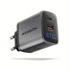 Axagon AXAGON ACU-PQ67D GaN nabíječka do sítě 67W, USB-A + USB-C, PD3.0/PPS/QC4+/SFC2.0/Apple, LCD display