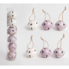 Vianočné ozdoby na zavesenie - roľničky 4cm-ové 6 kusov - biele, bledo a tmavo-fialové