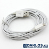 3 m - Dátový a nabíjací kábel z USB do Micro USB - biely