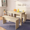 vidaXL Jedálenský stôl a lavičky z drevotriesky 3 kusy dubová farba