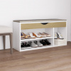 vidaXL Lavica na topánky+podložka, biela a dub sonoma 104x30x49 cm - Béžová - 71068-25835