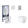 Grohe Rapid SLX Set predstenovej inštalácie, klozetu, dosky SoftClose a tlačidla Skate Cosmopolitan, Triple Vortex, kefovaná nerezová oceľ SANI11BB2106-GR