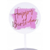 Akrylový topper transparentne ružový so zlatým nápisom Happy Birthday