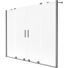 Mexen Velar Duo vaňová zástena 2-krídlová posuvná 180 x 150 cm, mrazená, brúsená gun gray - 896-180-000-32-66