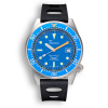 Strieborné pánske hodinky Squale s gumovým pásikom 1521 Blue Blasted Rubber - Silver 42MM Automatic