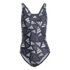 adidas 3 Bar Logo Graphic Swimsuit Womens Black/Wonder 12 (M)
