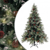 vidaXL Osvetlený vianočný stromček+šišky, zeleno biely 120cm, PVC a PE - Zelená - 125122-71222