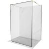 Mexen Kioto, sprchová zástena Walk-In 150 x 200 cm, 8mm sklo čierny vzor, zlatý lesklý profil, 800-150-002-50-70