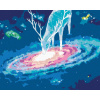 ZUTY Maľovanie podľa čísel JELEŇ A GALAXIA Rámovanie bez rámu a bez vypnutia plátna Rozmer 80x100 cm