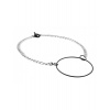 Dámsky čierno-strieborný náhrdelník s kruhom 18775