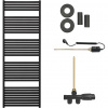 CERANO - Kúpeľňový radiátorový set Vincenzo - kombinované vykurovanie, termo tyč - bočné jednobodové pripojenie - 800W - čierna matná - 1690x600 mm