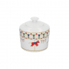 ROSE&TULIPANI XMAS CAROUSEL 300 ml - porcelánová cukornička s pokrievkou a motívom kolotoča, bielo-červená