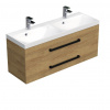 Swiss aqua technologies Koupelnová skříňka s černou úchytkou a umyvadlem SAT Cube Way 120x47,5x40 cm dub Hickory mat CUBE2C120ZDH