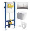 Mereo WC set - Rimless WC hranaté, modul pre sadrokartón, chróm hranaté tlačidlo matné MM02NSETRS321