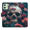 Flip pouzdro iSaprio na mobil Motorola Moto G54 5G - Skull in Roses 02 s kapsičkami na karty (Knížkové flipové pouzdro iSaprio pro mobil Motorola Moto G54 5G - Skull in Roses 02 - elegantní obal s kap
