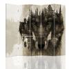 Fearby Room Screen Wolf na pozadí lesného hnedého 180x180 cm (Dvojitá obrazovka, vlk na pozadí lesa v hnedej farbe - 1)