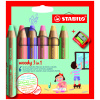 Pastelko-vodovko-voskovky STABILO® Woody 3 in 1 PASTEL pre najmenších - 6 ks + strúhadlo