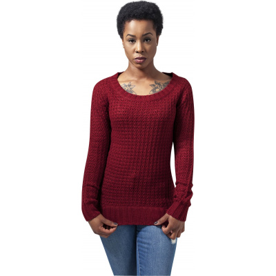 Urban Classics Ladies Long Wideneck Sweater Farba: Burgundy, Veľkosť: XL