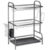 Trojposchodový čierny kovový stojan na sušenie riadu (54,5 x 24,5 x 60 cm) 229299