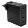 Qoltec GaN POWER PRO | 2xUSB-C | 2xUSB | 130W | 5-20V | 1.5-5A | PD | čierna