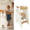 Učiaca veža Kuchynský pomocník pre deti, pevný, nastaviteľný, biely, POĽSKÝ