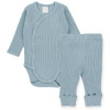 Zavinovacie rebrované body + tepláčky, 2D sada MBaby, mätové 68 (3-6m)