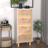 Komoda biela 40x30x90 cm masívna borovica a prírodný ratan-ForU-345642