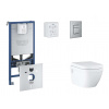 Grohe Rapid SLX Set predstenovej inštalácie, klozetu, dosky SoftClose a tlačidla Skate Cosmopolitan, kefovaná nerezová oceľ SANI11BB2109-GR