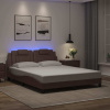 Rám postele s LED osvětlením hnědý 160 x 200 cm umělá kůže Hnědá 3214031