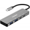USB hub PremiumCord USB-C na 2x USB-C a 2x USB 3.2 A , hliníkový