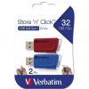 Verbatim USB flash disk, USB 3.0, 32GB, Store N Click, mix farieb, USB A, s výsuvným konektorom, 2ks 49308