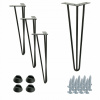 Sada 4 nožičiek Hairpin legs čierne, výška 41 cm, 3 tyče s pätkami
